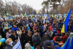 Украинаны қолдау митингісі. Алматы, 6 наурыз 2022 жыл.